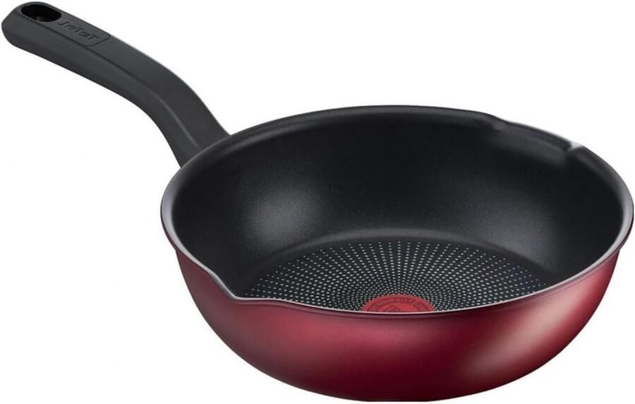 Multifunctionele pan Koekenpan Ideaal koken Thermo-signaal indicator 22 cm Rood