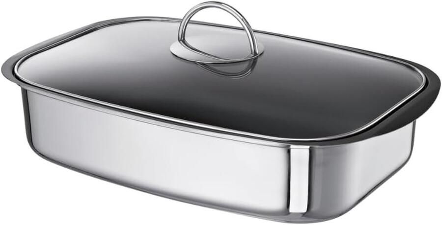 Multifunctionele Pan Kookpan Braadpan Koken en Braden Krasbestendige Anti-aanbaklaag 36 cm 6 Liter Zilver