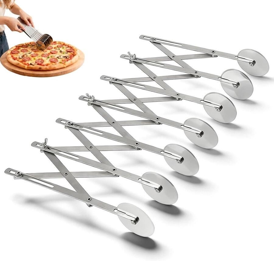 Multifunctionele Pizzasnijder met 7 Wielen Verstelbare Deegverdeler voor Taarten Pannenkoeken en Koekjes