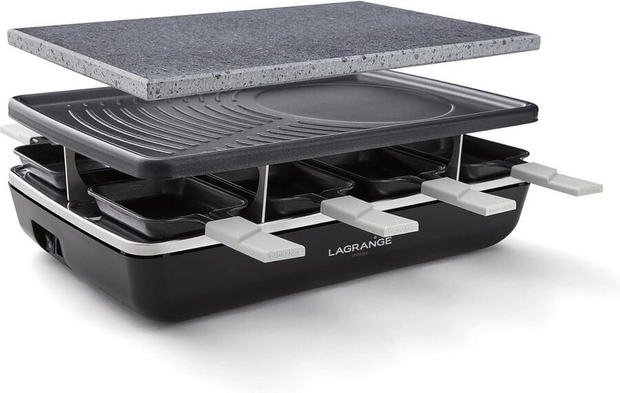 Multifunctionele Raclette Grill met Steen 4-in-1 voor Raclette Steenbakken Grillen en Pannenkoeken