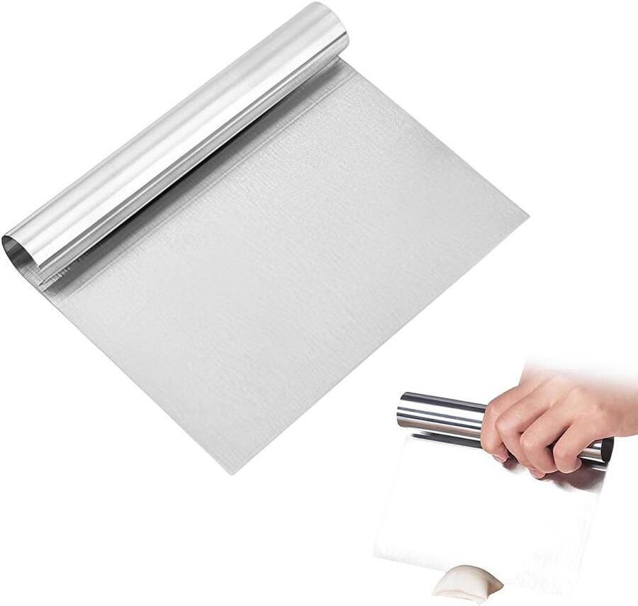 Multifunctionele roestvrijstalen deegsnijder en pastaschraper voor taarten pizza's en gebak (11 x 15 cm) ideaal voor bakken en koken
