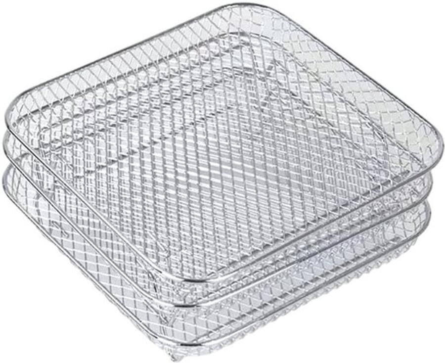 Multifunctionele RVS Accessoires voor Airfryer Stapelbare Racks voor Koken Stomen en Bakken Vaatwasserbestendig en Ideaal voor Ovengebruik