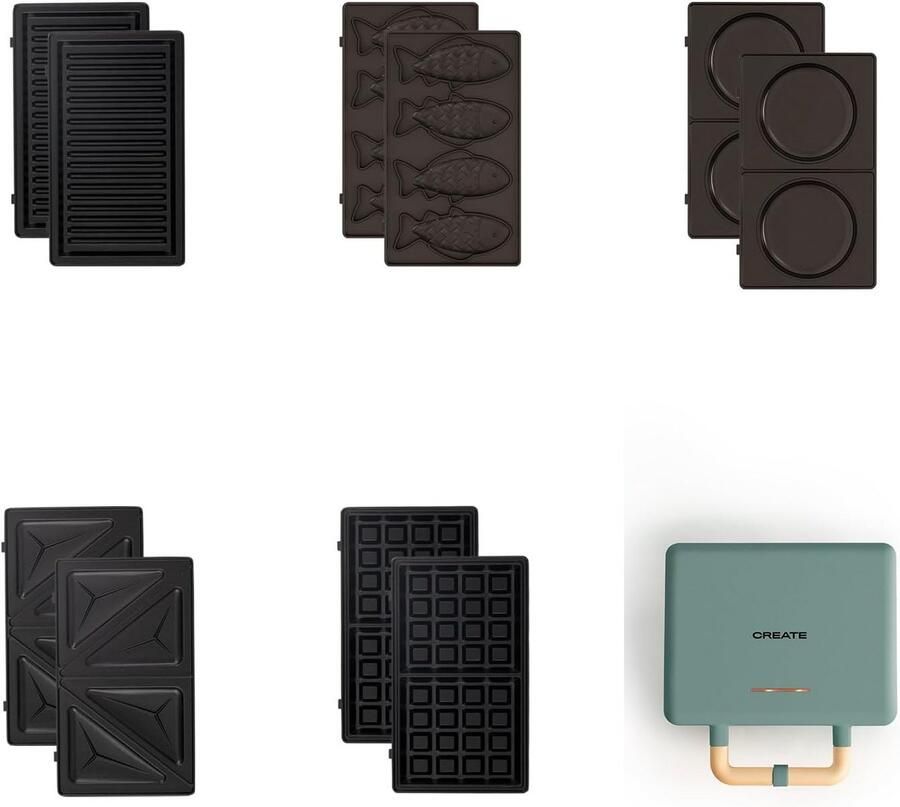 Multifunctionele Sandwichmaker met 5 Verwisselbare Platen: Grill Wafel en Meer