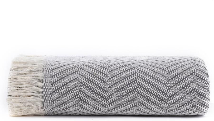 Multifunctionele sprei voor bank sprei voor bed banksprei gemaakt in Spanje visgraatpatroon (180 x 260 cm donkergrijs)