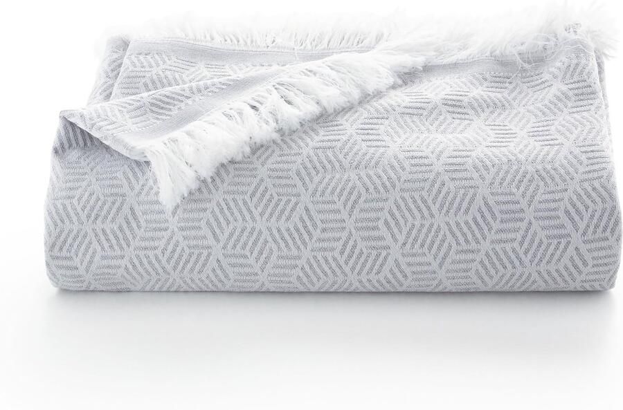 Multifunctionele sprei voor bed 90 105 cm en bank sprei sofa-overtrek 2-zits zacht geometrisch katoen 180 x 280 cm lichtgrijs