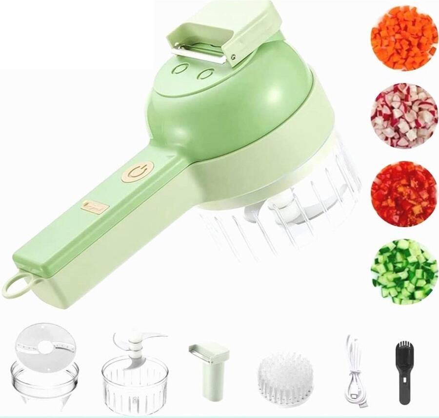 Multifunctionele voedselhakker 4-in-1 draagbare elektrische voedselhakkerset keukengadget draadloze draagbare keukenmachine geschikt voor fruit groenten en vlees