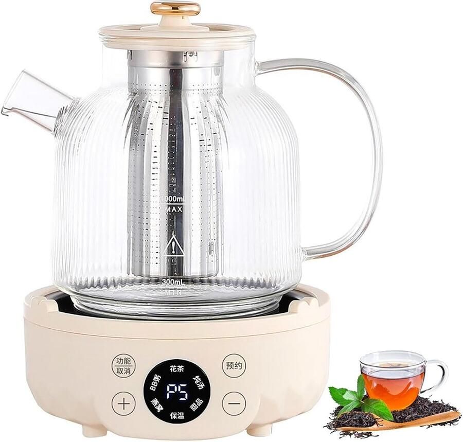 Multifunctionele waterkoker Gezondheidstheepot Koken en stoven Smart Touch bediening 2 liter capaciteit Beige