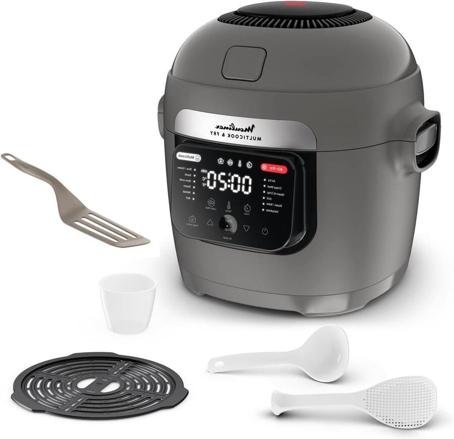 Multikoker Airfryer Alles-in-één Keukenapparaat Gezonde Maaltijden Bereiden 12 Kookprogramma's 6 Liter Capaciteit Grijs