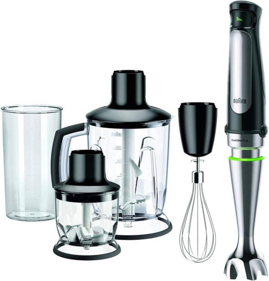 Multiquick staafmixer 1000 watt met ActiveBlade-technologie zwart-roestvrij staal en accessoireset