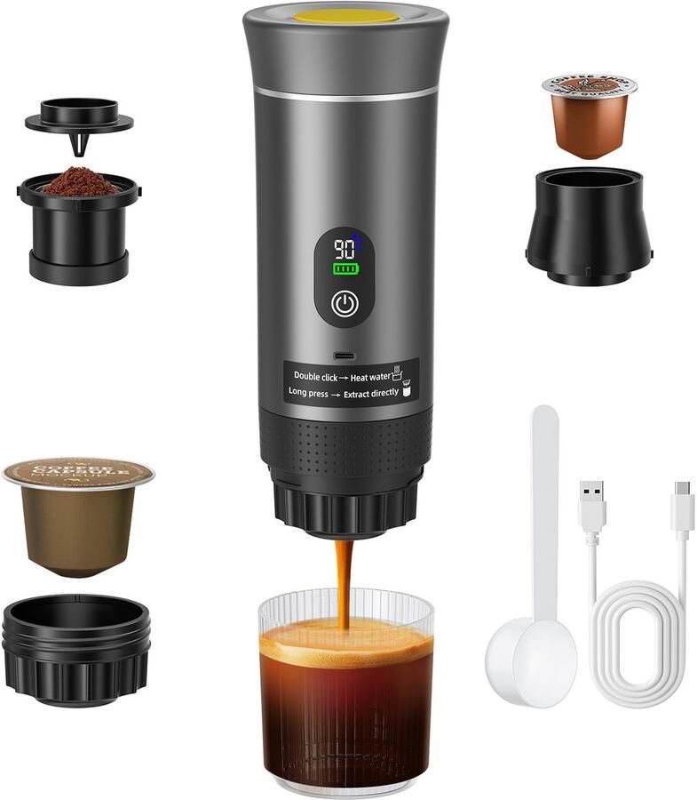 Mura Koffiezetapparaat Espressomachine Koffiezetter Espresso Maker Koffiemachine Koud Warm 2 Standen Grijs