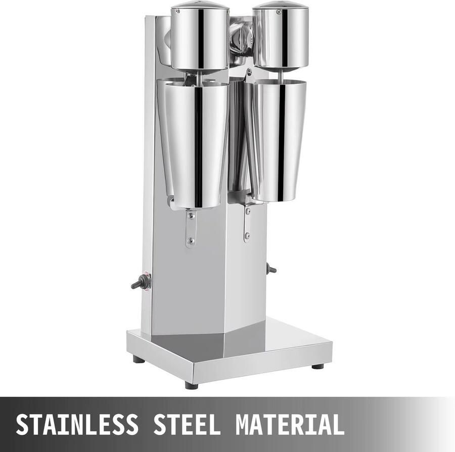 Mura Milkshake Machine Blender Mixer Milkshakemaker Professionele Dubbele Kop CE-Gecertificeerd Roestvrijstaal 800ml