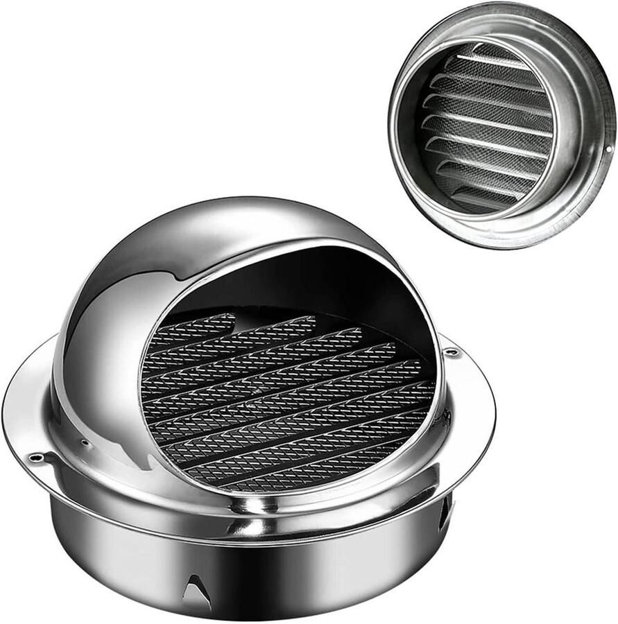 Muur Ventilatiekap Afzuigkap Roosters Luchtstroom Reguleren Roestvrij Staal 10 cm Diameter Zilverkleurig