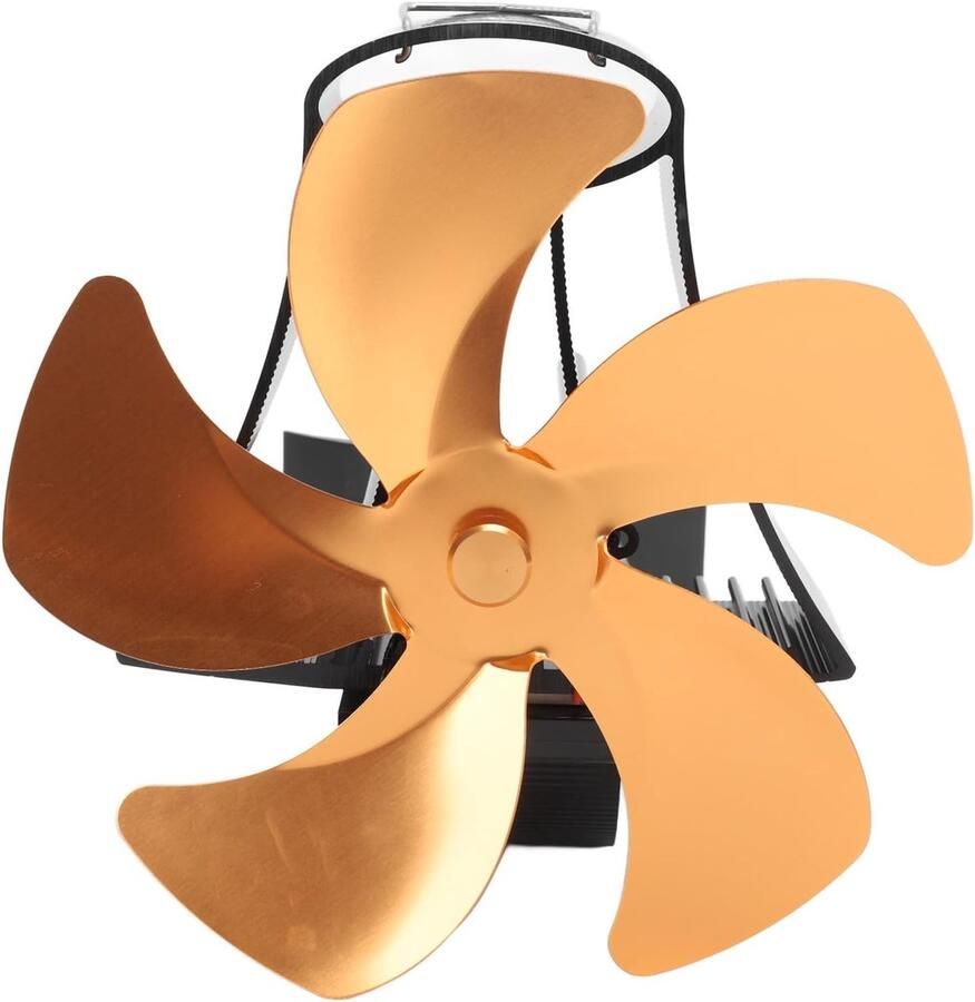 Muurhangende Open Haard Ventilator Aluminiumlegering Magnetisch Stille Warmte-aangedreven Kachelventilator met Hoge Temperatuur Magneet voor Gasfornuizen Houtkachels (GOLD)