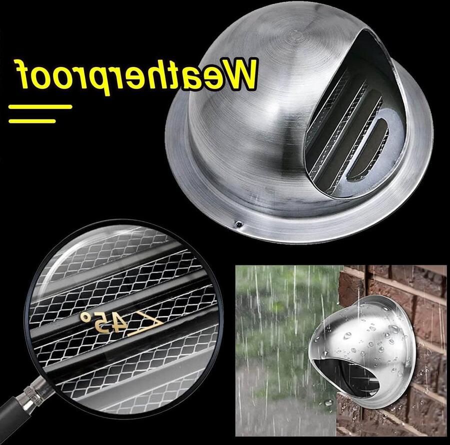 Muurluchtventilatie Afzuigkap Buiten Ventilatie Verbeteren Meerlaags Lamellenrooster 8 Inch Zilver