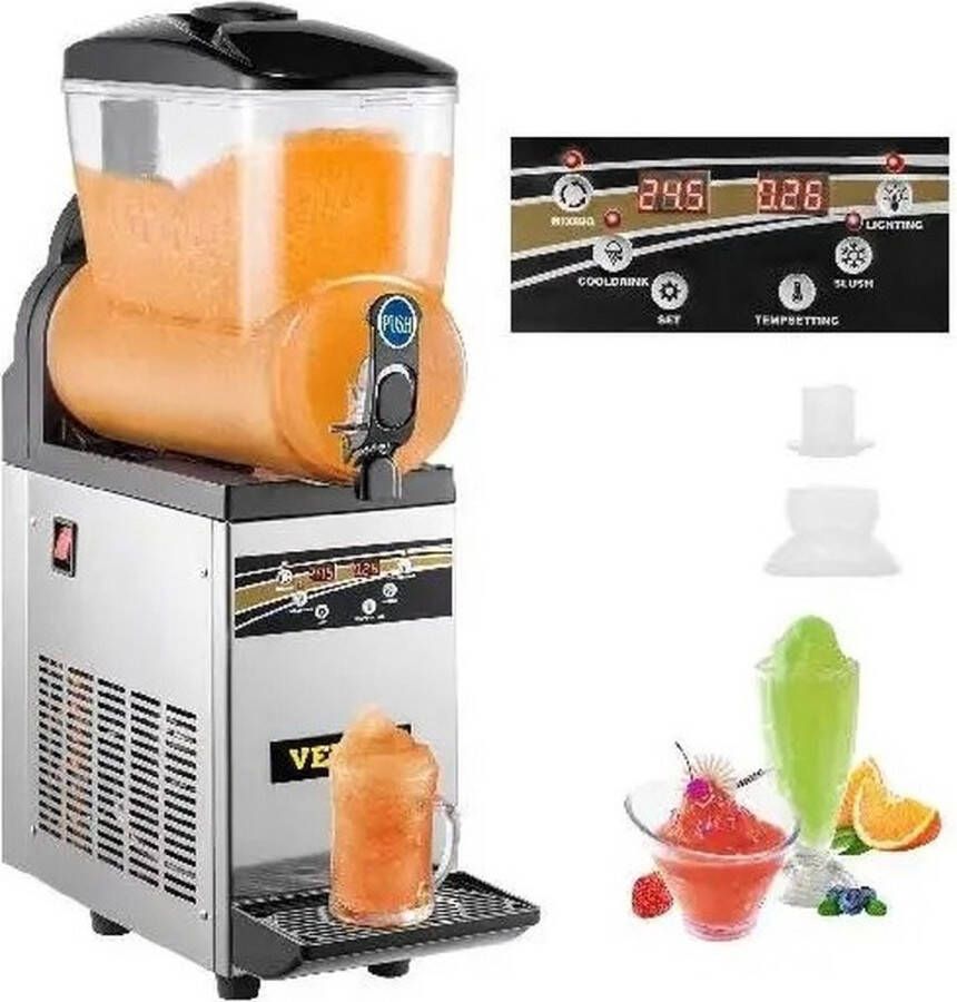 Mygroot Commerciële slush-ijsmachine 1 x 15 l commerciële Slush-ijsmachine 500 W 220 V roestvrij stalen Slush-ijsmachine apparaat 52 x 21 x 80 cm Slush maker machine