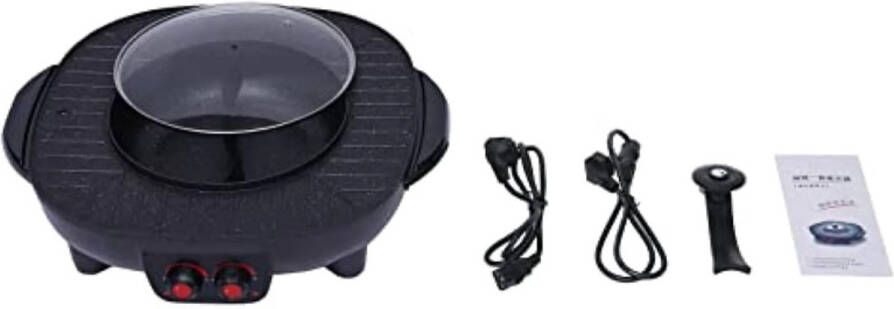 Mygroot 2 in 1 Bbq Grill Hete Pot 2100W Multifunctionele Elektrische Grill Hot Pot BBQ accessoires 70x29x25 5 cm Grill Indoor Hot Pot van Gegoten Aluminium en Gehard
