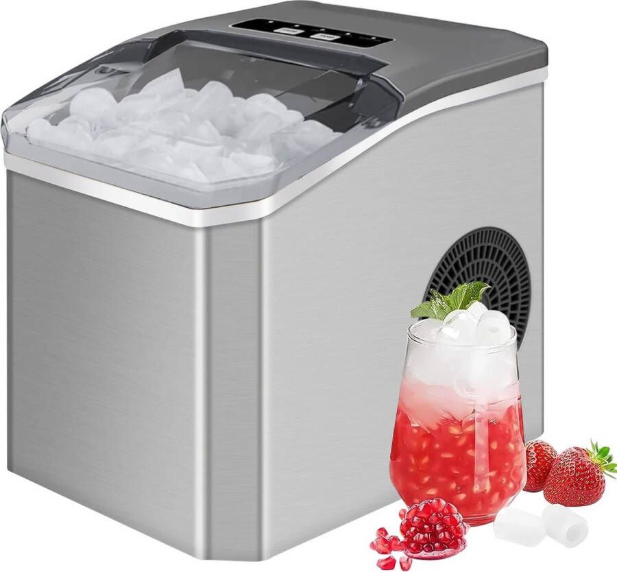 Mygroot IJsblokjesmachine 1.2L IJsblokjesmaker IJsschep – 12kg 24 uur Draagbaar Zelfreinigingsfunctie RVS
