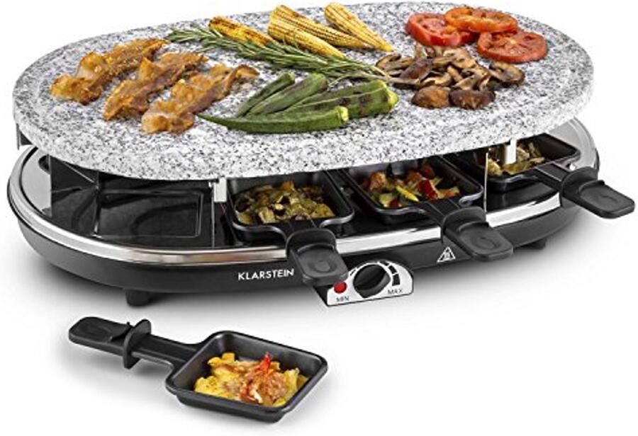 Natuurlijke Steen Raclette Grill Gourmet Grill voor 8 Personen met Ingesteld Temperatuur