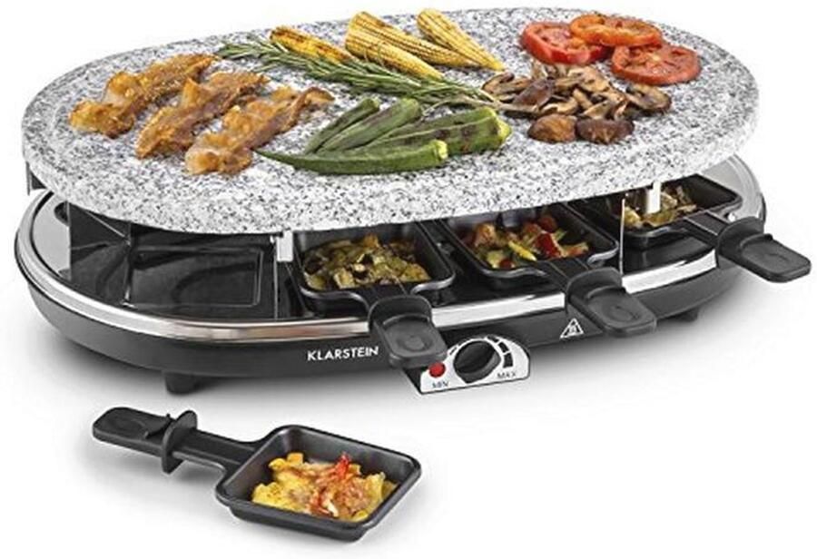 Natuurlijke Steen Raclette Grill Gourmet Grill voor 8 Personen met Ingesteld Temperatuur