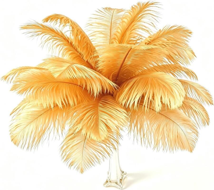 Natuurlijke struisvogelveren 30-35 cm 10 stuks zacht en volumineus voor de decoratie van bruiloften kostuums en om te knutselen (goud)