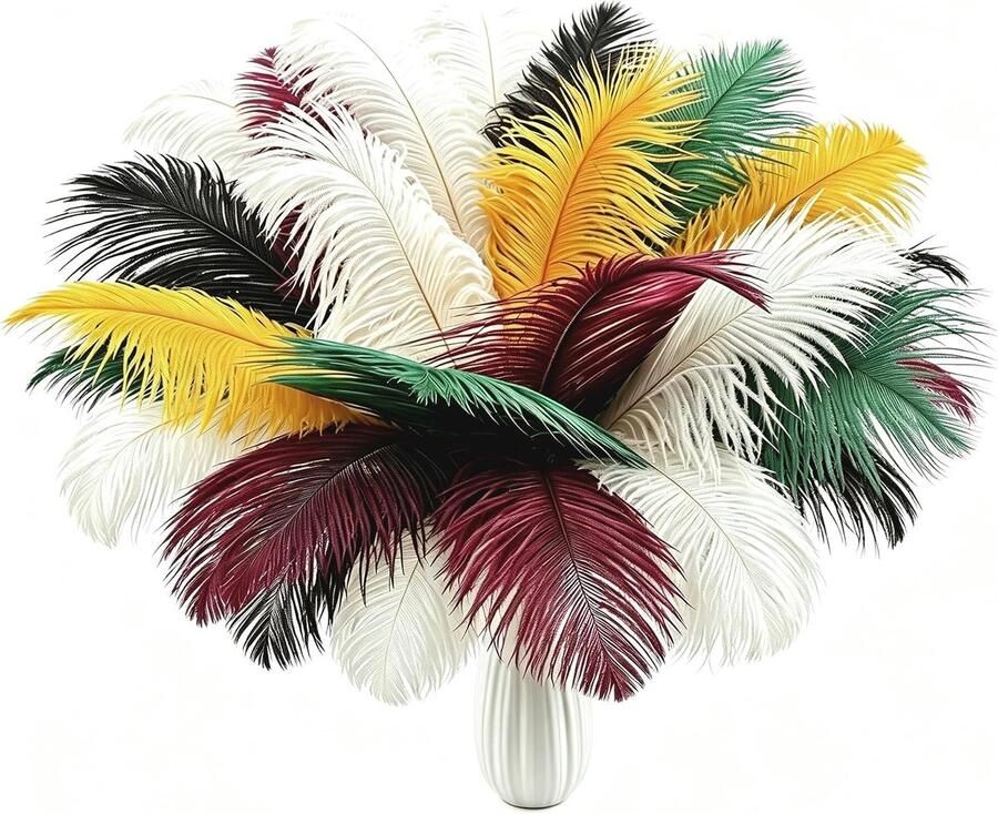 Natuurlijke struisvogelveren 30-35 cm 10 stuks zacht en volumineus voor decoratie van bruiloften kostuums en knutselen (kleurrijk)