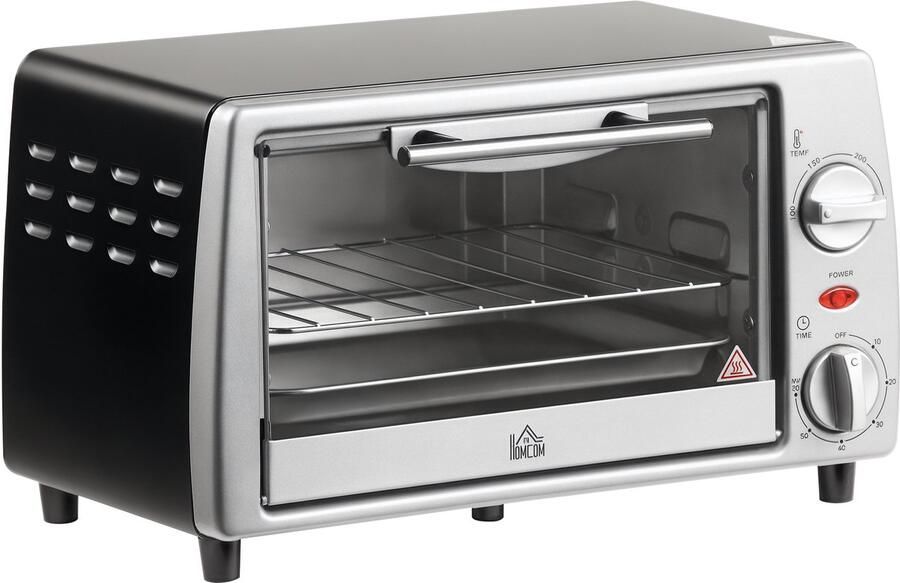 NAVOBIZ Mini-oven Compacte oven Tafel oven Bakoven 10 liter Instelbare temperatuur Timer Twee bakhoogtes Zwart