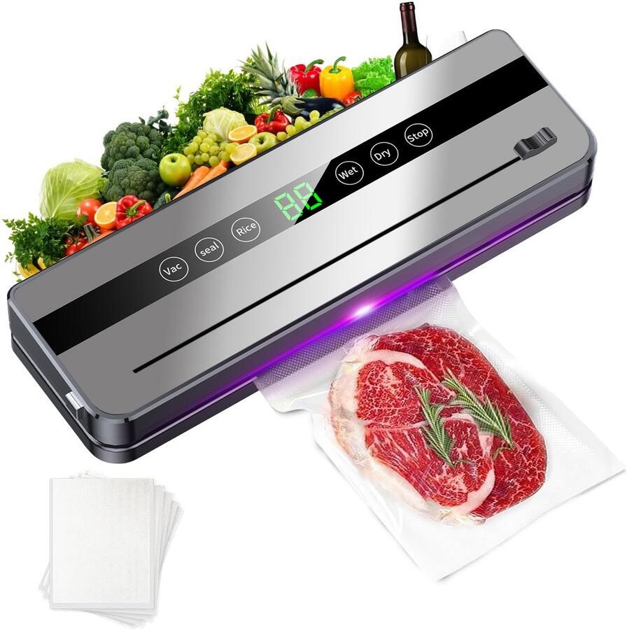 NAVOBIZ Voedsel vacuümmachines Vacumeermachine Vacuum sealer 5 gebruiksstanden Ingebouwde snijder 32 cm seallengte