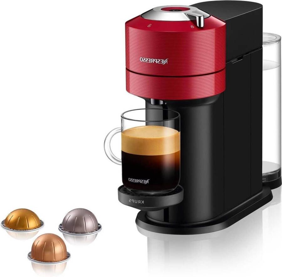Nespresso Vertuo Next XN9105 koffiecupmachine Vers gezette koffie Espresso Gran Lungo Cherry Red Snelle opwarmtijd