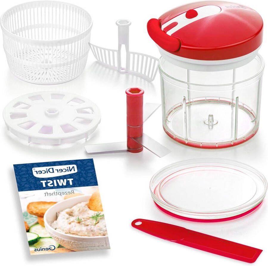 Nicer Dicer Twist Hakmolen Groentesnijder 9 delig Rood