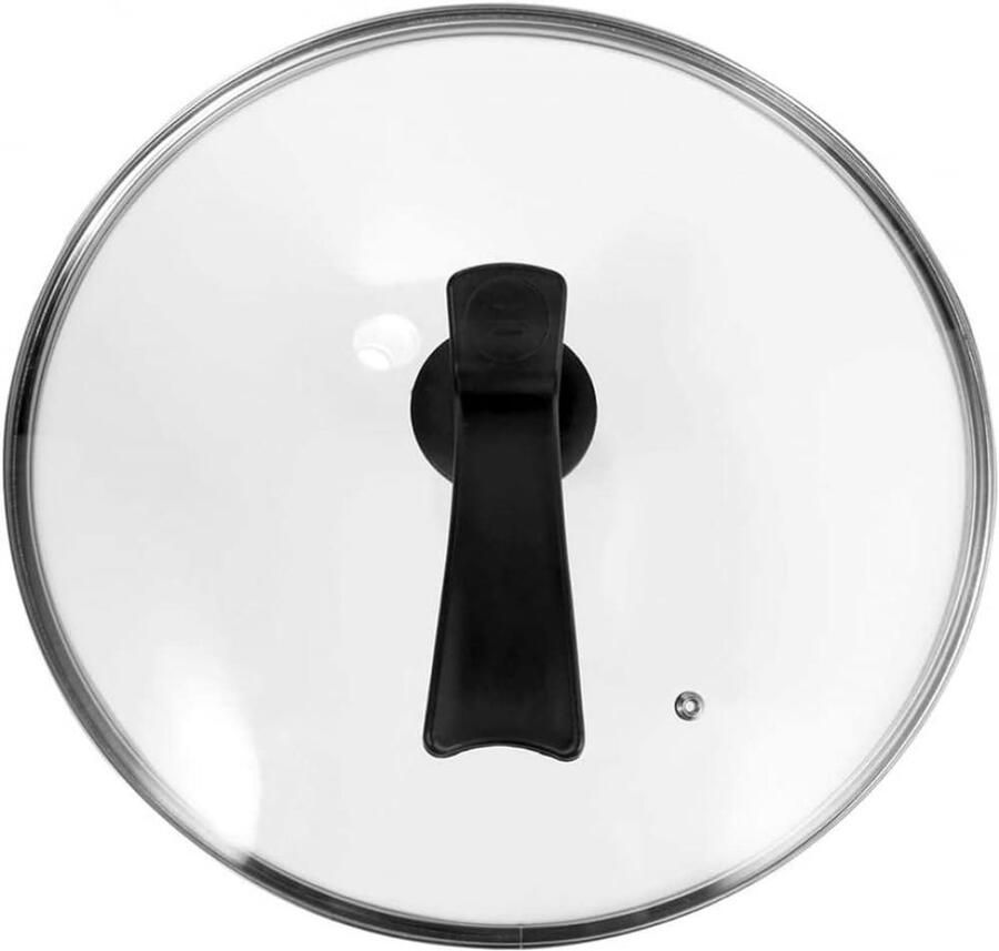 Niet-Stick Glas Deksel Pot Deksel Vervanging Koken en Bakken Ruimtebesparende Staande Handgreep 32 cm Zwart