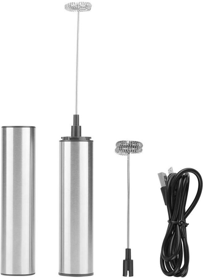 Allecto Oplaadbare Melkschuimer Draagbare RVS Handmixer voor Koffie en Latte