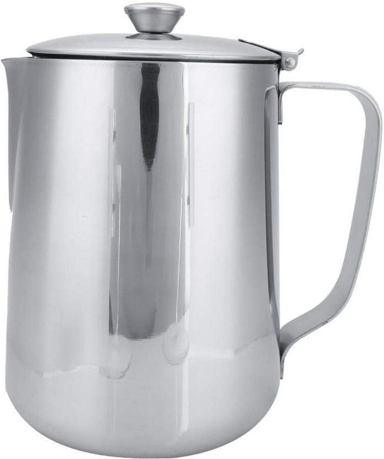Allecto RVS Melkopschuimer 2000ml met Deksel Ideaal voor Latte Art