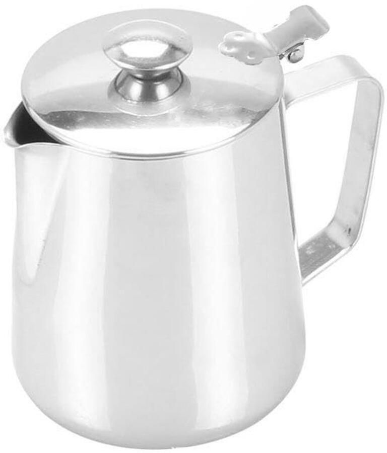 Nikou RVS Melkopschuimer met Deksel 600ml Koffiemok voor Latte Kunst - Foto 1