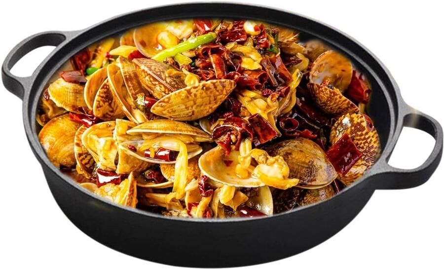 Gietijzeren Pan Koekenpan Steak bakken Transparant Deksel 30 cm Meerkleurig