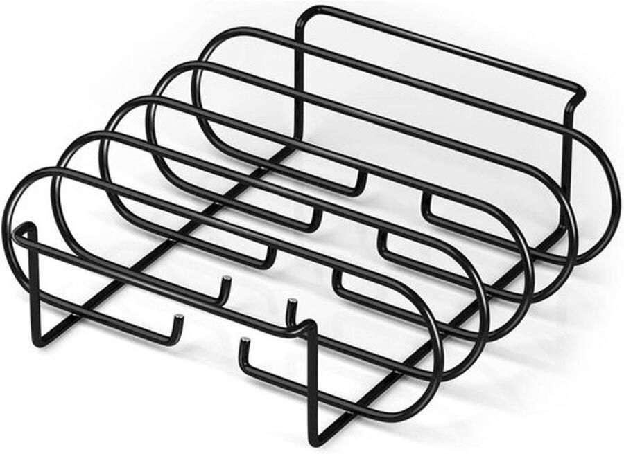 Non-stick Rib Rack Grill Houder BBQ Koken Ruimtebesparend Ontwerp 30 x 25 cm Zilver