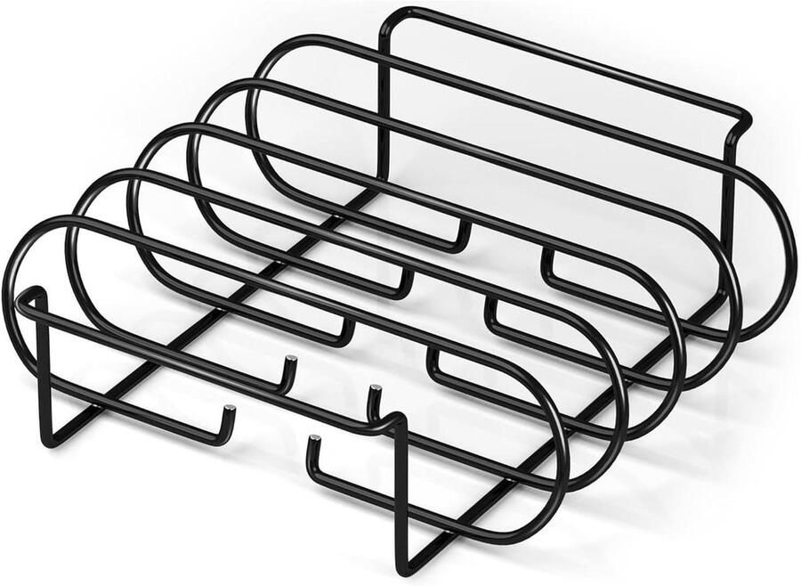 Non-stick Rib Rack Grill Houder BBQ Koken Ruimtebesparend Ontwerp 30 x 25 cm Zilver