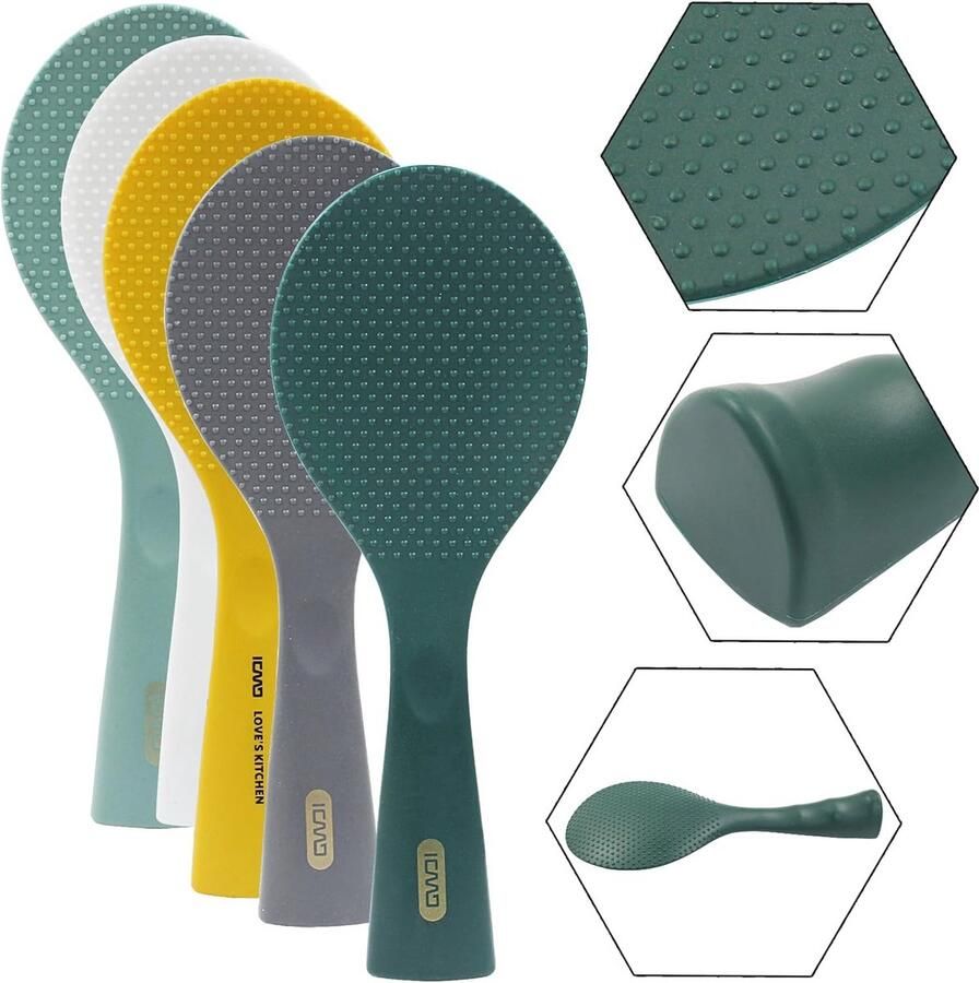 Non Stick Rijstlepel Siliconen Kooklepel met Staande Functie Hittebestendig en Duurzaam