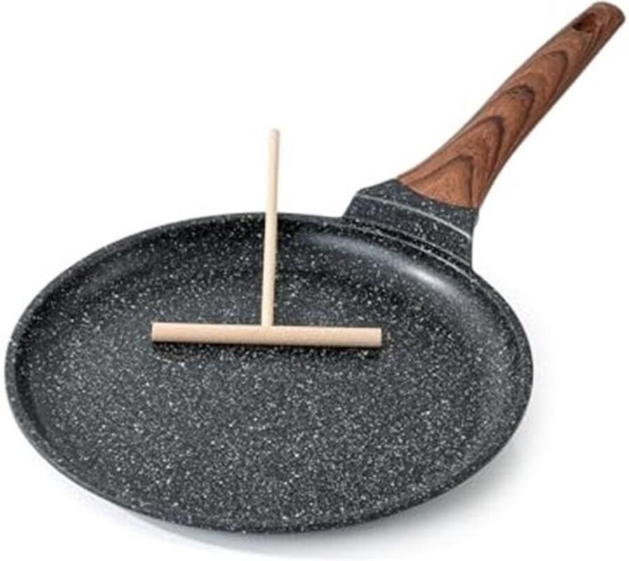 Nonstick Crêpe Pan 10 Inch met Spreader Granieten Coating voor Pancakes Tortillas en Dosa Inductie Compatibel en PFOA Vrij