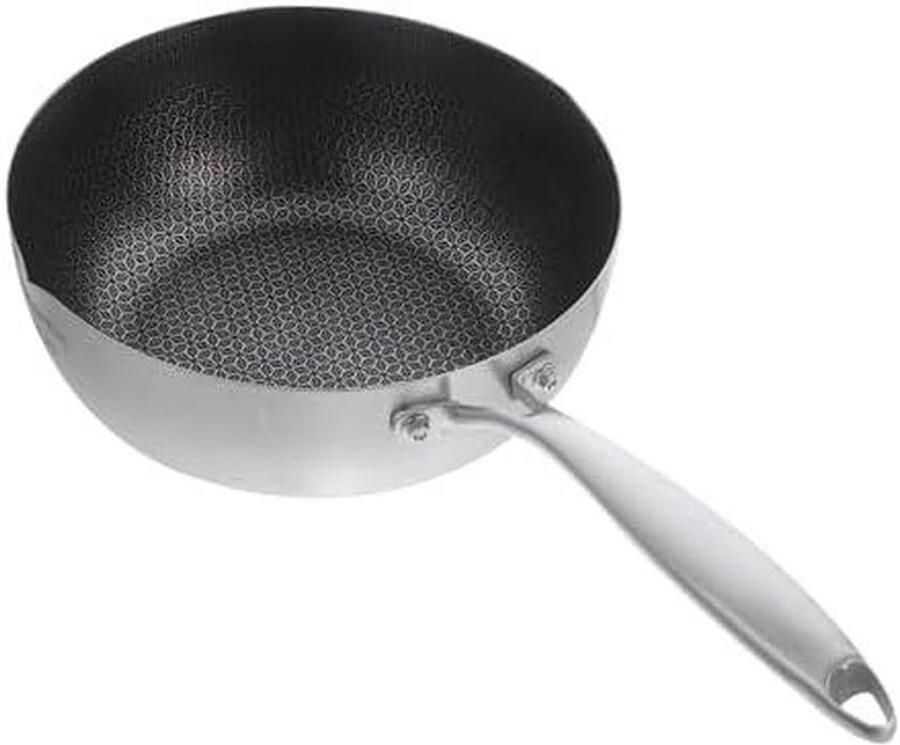 Nonstick Wok Roerbakpan Roestvrij Snel Koken Honingraat Patroon 18cm Zilver