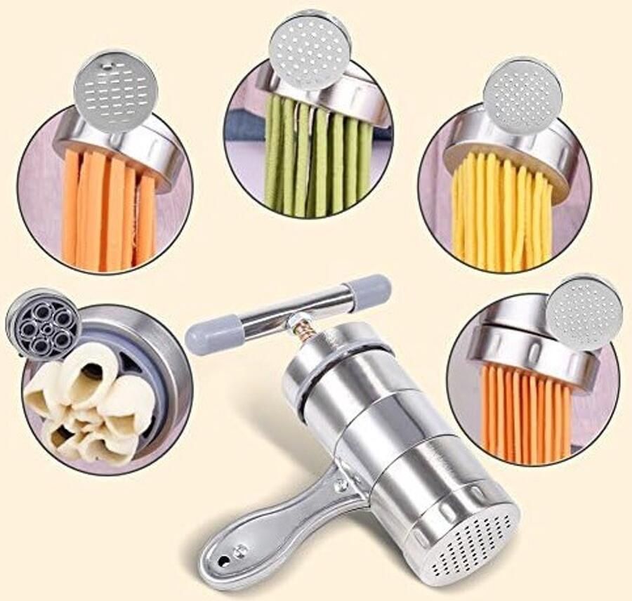 Noodle Making Machine voor Verse Fettuccine Spaghetti en Lasagna Handheld Rvs Pastamaker met Rollende Pers en Snijder