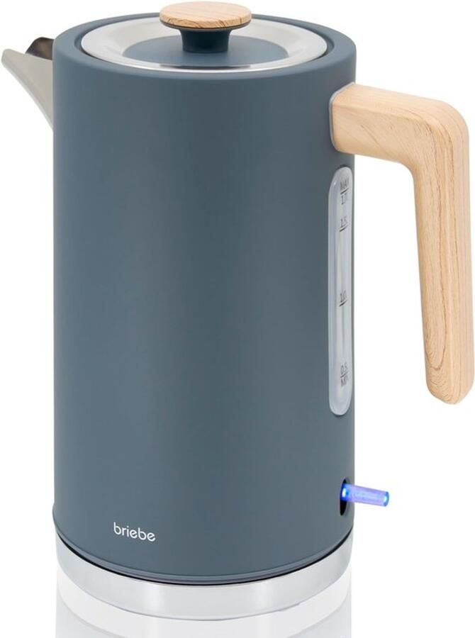 Nordic Elektrische Waterkoker 1 7 L Draadloos 2200 W Snel Koken BPA-vrij 360° Basis -controller automatische uitschakeling Scandinavisch Ontwerp Handvat in Houtlook Grijs