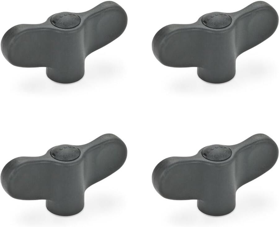 Normelemente vleugelmoer GN 634-55-M8-E-DSG 4 stuks vleugelgreep zwart kunststof schroef staal M8