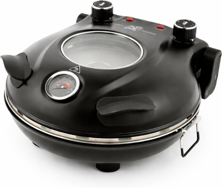 Norvia Elektrische Pizzamaker Pizzaoven 420℃ 1200 Watt 5 Temperatuurniveaus Vlambestendige Steenplaat 31 cm