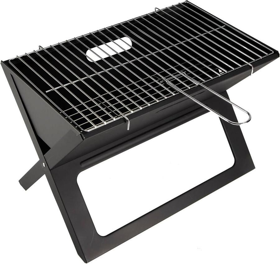 Notebook Grill Klapgrill Draagbaar Buiten Koken Opvouwbaar Ontwerp 44 x 26.5 cm Zwart