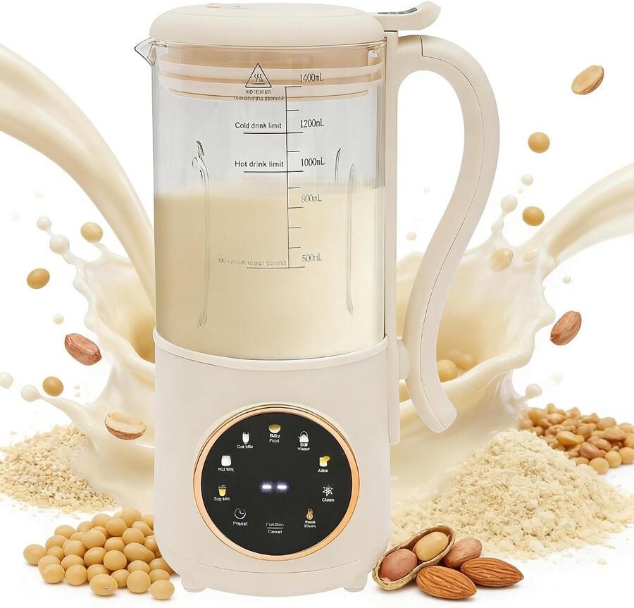 Notenmelkmachine 1400 ml automatische amandelmelkmaker 16 messen zelfgemaakte plantaardige melk SnelShoppen