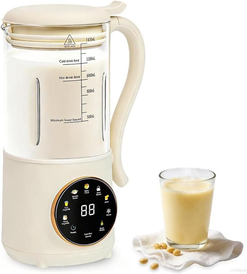 Notenmelkmachine 1400 ml havermelkmachine met 16 messen led-display zelfreiniging en warmhoudfunctie ShopVlot