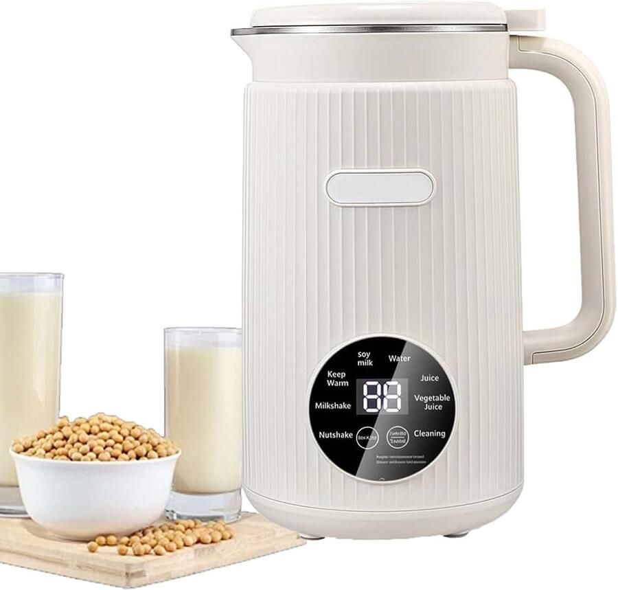 Notenmelkmachine Wit 1200 ml Automatische Plantenmelkmaker met Digitale Display Voor Gezinnen