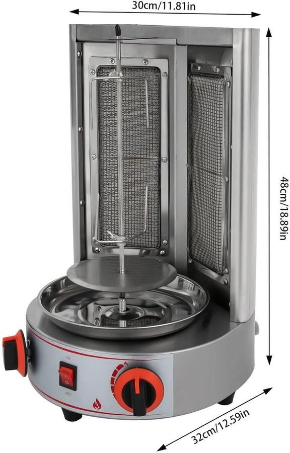 Novari Döner kebab machine Kebab grill Shoarma grill 360° automatische rotatie Vermogen 4 3kW RVS constructie