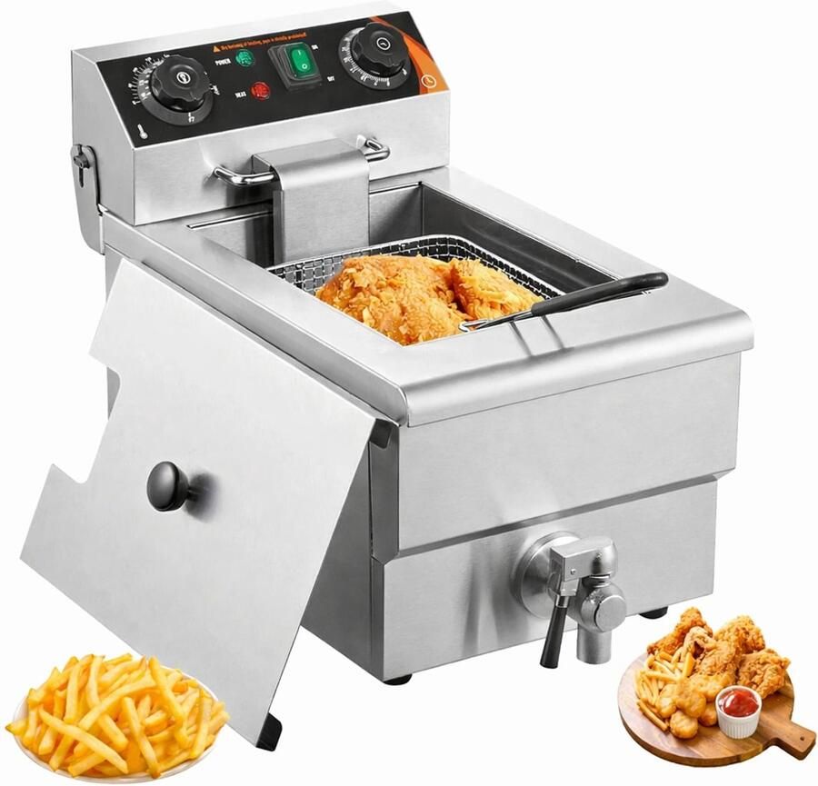 Novari Elektrische friteuse Frituurpan Friteuse Frietketel Ruime inhoud van 9L olie Roestvrijstalen constructie