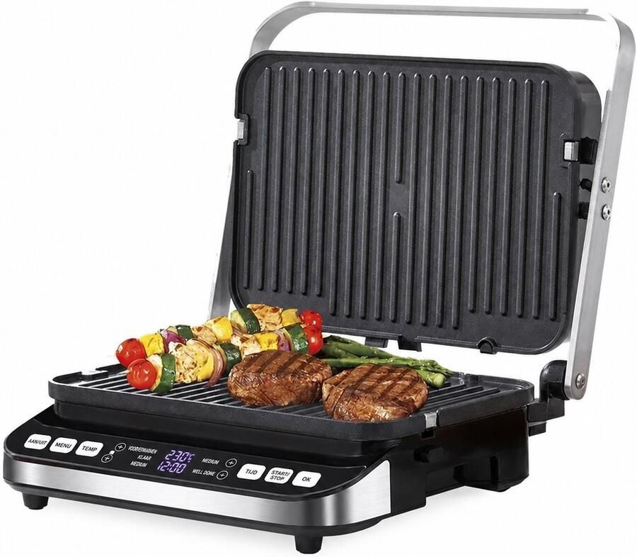 Novari Grill Wafelijzer Contactgrill Tosti apparaat Panini grill Tafel bbq 2000W vermogen Omkeerbare platen